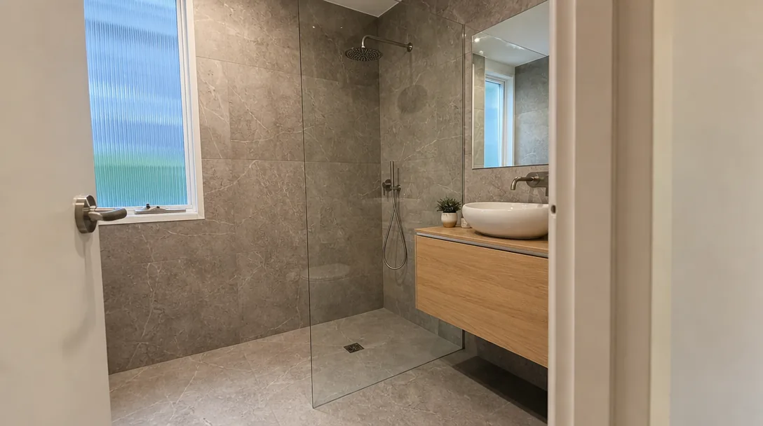 Baño reformado con ducha y mampara de cristal en Cubelles