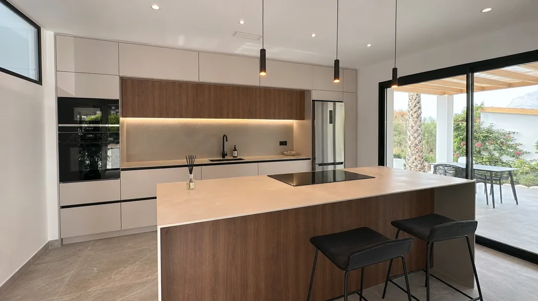 Cocina con isla central acogedora - tendencias en reformas 2026 para Cubelles